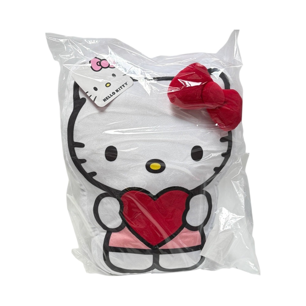Hello Kitty Pillow New Sanrio Red Bow Heart Plush 14 x 12  in